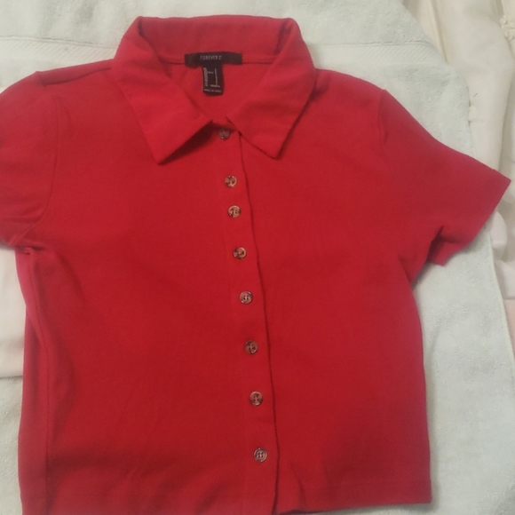 Polo crop tops red and white - Picture 3 of 5